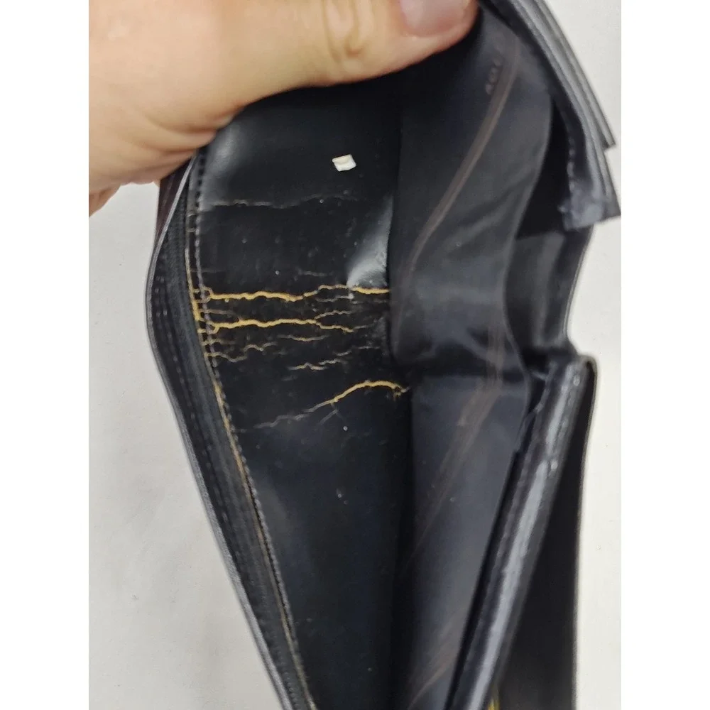 Vintage Rolfs Cowhide Black Leather Bifold Men's Wallet Coins Cards Keys Classic